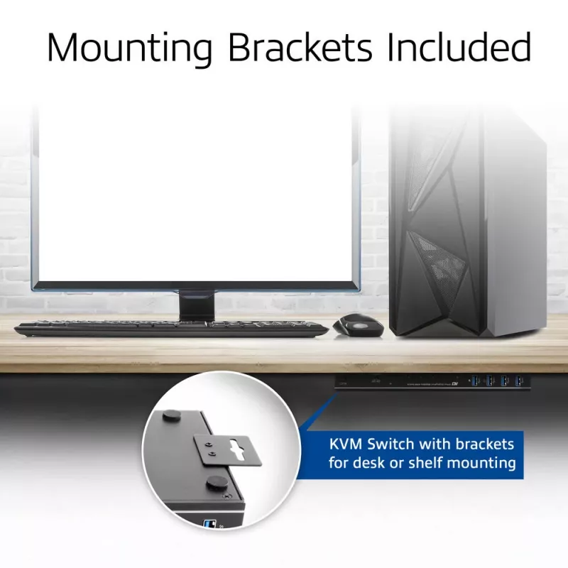 KVM jungiklis ACT 2 prievadų USB-C/HDMI 4K@60Hz AC7922 su USB klaviatūra/pele, HDMI vaizdu, 100 W PD