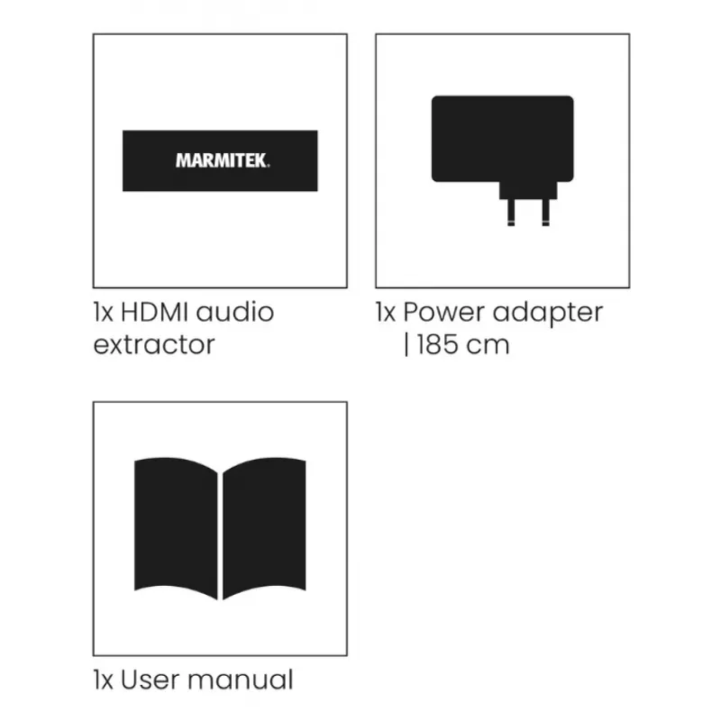 Vaizdo signalo keitiklis Marmitek 25008496 — HDMI įvestis į HDMI/TOSLINK/3,5 mm išvestį, iki 7680×4320, 7.1 garsas