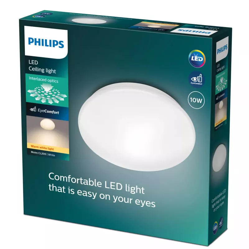 Philips Funkcinis Moire Lubinis Šviestuvas 10 W, LED, Nekeičiama lemputė(s), 2700 K, 1000 lm, IP20, Balta