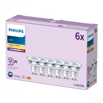 Philips Spot 35W PAR16 GU10 x6, 3,5 W, 35 W, GU10, 255 lm, 15000 val., šilta balta