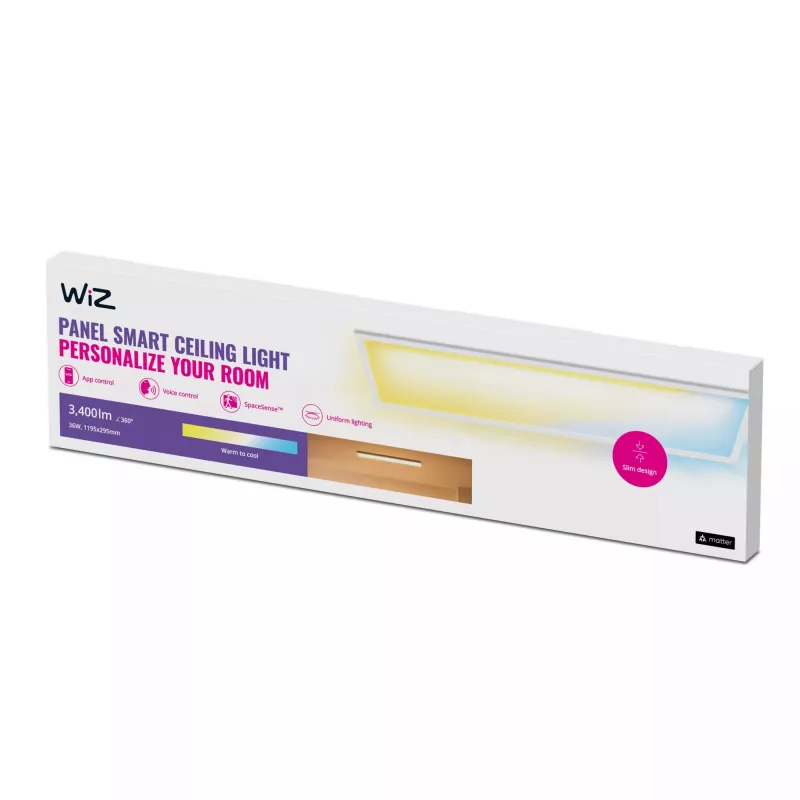 Lubos LED skydas Signify WiZ Panel Ceiling 36 W Stačiakampis — 36 W, Wi‑Fi/Bluetooth, 220–240 V, Balta