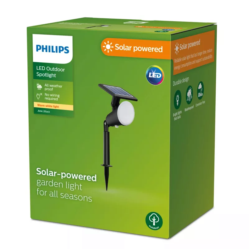 Philips Jivix Ground Spots/Spike 1.4W, išorinis stovas/stulpelis apšvietimui, juoda, plastikinis, IP44, terasa, sodas, III