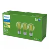 LED lemputė Philips Classic 60W ekvivalentas, E27 skaidri šilta balta, 3 vnt. pakuotė, energijos klasė A
