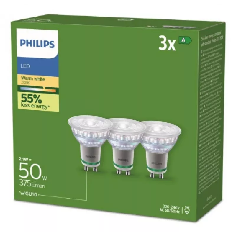 Philips 929003634693 LED lemputė Šilta balta 2700 K 2,1 W GU10 A