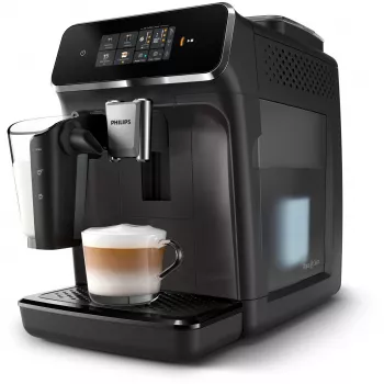Espresso aparatas Philips EP2334/10 – visiškai automatinis, pastatomas ant stalviršio, integruotas keraminis malūnėlis, pieno talpykla, AquaClean filtras, jutiklinis ekranas, juodas