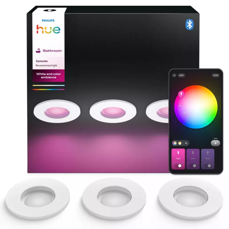 Philips Hue White and colour ambience Trijų vienetų rinkinys Xamento įleidžiamas prožektorius
