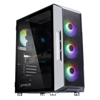 Zalman I3 Neo ATX vidutinio dydžio bokšto PC korpusas su tinkliniu priekiu efektyviam aušinimui, iš anksto sumontuoti 3 ventiliatoriai, Midi bokštas, juodas