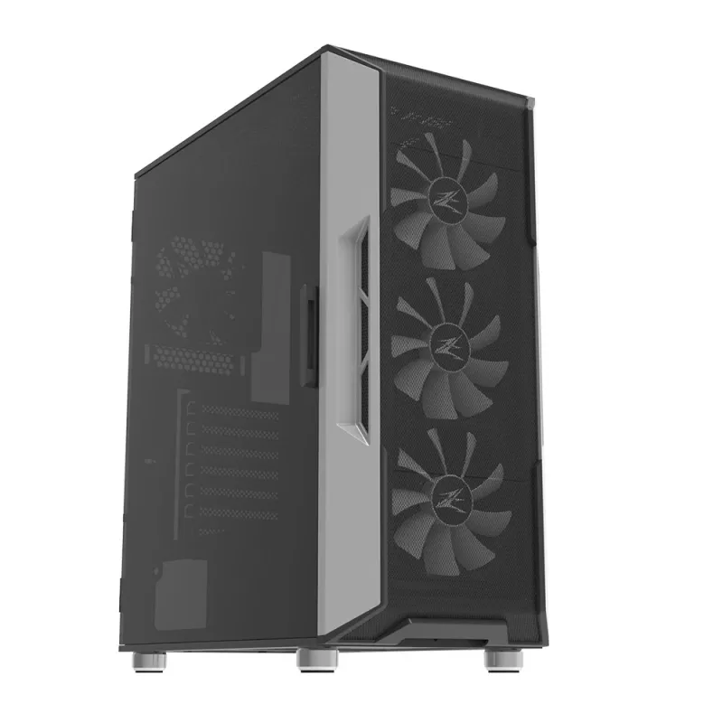 Zalman I3 Neo ATX vidutinio dydžio bokšto PC korpusas su tinkliniu priekiu efektyviam aušinimui, iš anksto sumontuoti 3 ventiliatoriai, Midi bokštas, juodas