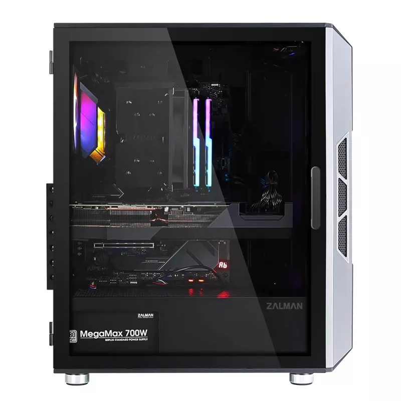 Zalman I3 Neo ATX vidutinio dydžio bokšto PC korpusas su tinkliniu priekiu efektyviam aušinimui, iš anksto sumontuoti 3 ventiliatoriai, Midi bokštas, juodas