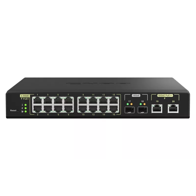 QNAP QSW-M2116P-2T2S tinklo komutatorius Valdomas L2 2.5G Ethernet Power over Ethernet (PoE) Juodas