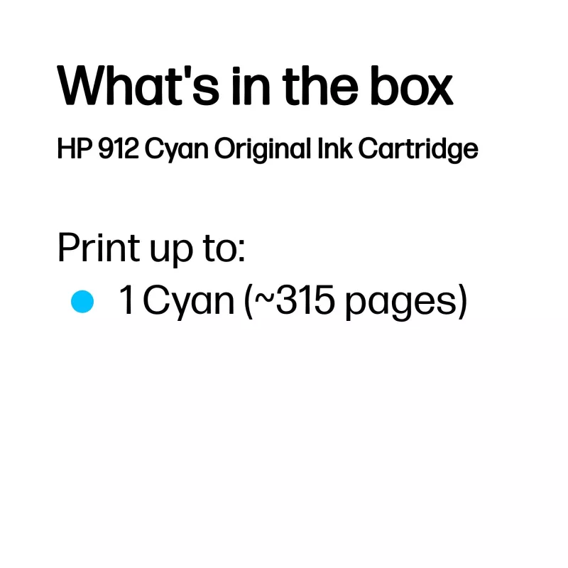 HP 912 žydra Originali rašalo kasetė, žydra, 1 vnt., 315 puslapių
