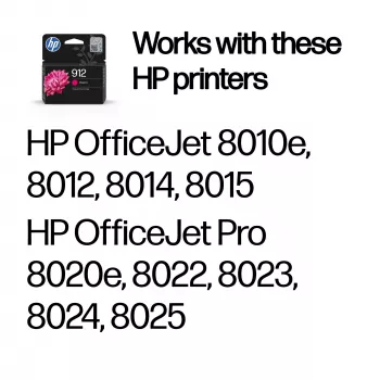 HP 912 Magenta Originali rašalo kasetė, Magenta, 1 vnt., 315 puslapių