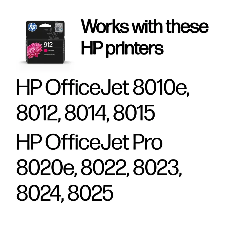 HP 912 Magenta Originali rašalo kasetė, Magenta, 1 vnt., 315 puslapių