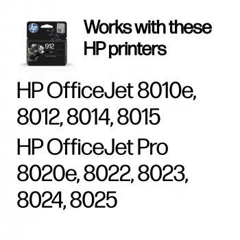 HP 912 juodas Originalius rašalo kasetė, juoda, 1 vnt., 250 puslapių