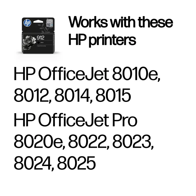 HP 912 juodas Originalius rašalo kasetė, juoda, 1 vnt., 250 puslapių