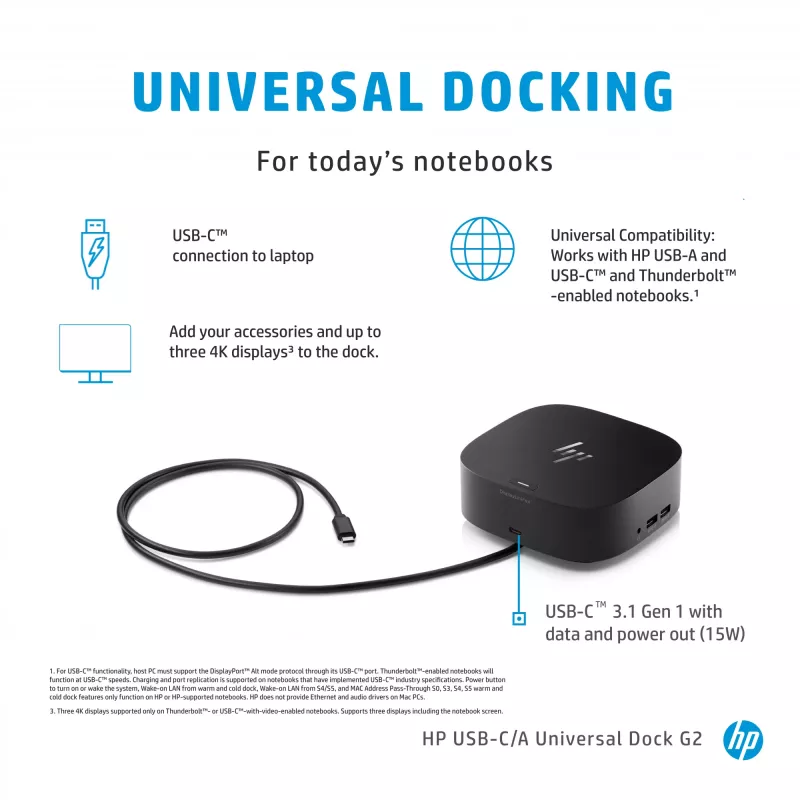 HP USB-C/A universali dokinė stotelė G2