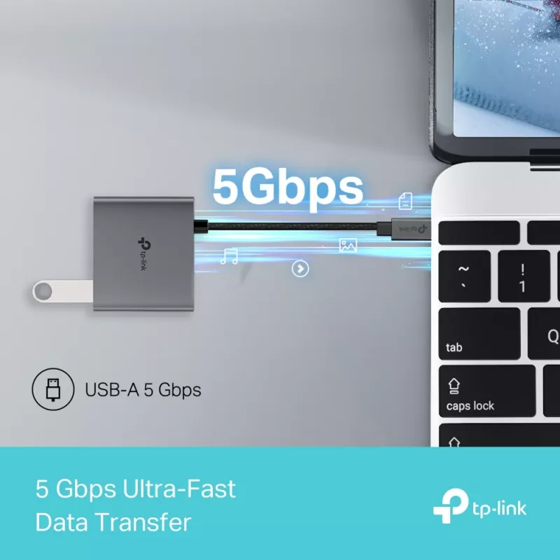 TP-Link UH3020C sąsajos šakotuvas USB Type-C 5000 Mbit/s Pilka