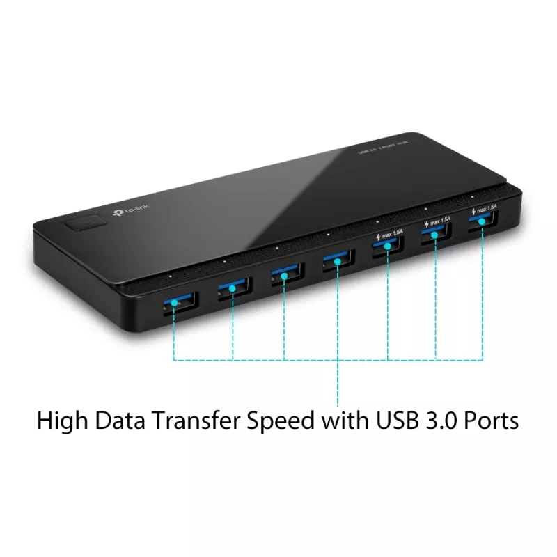 TP-Link UH700 sąsajos šakotuvas USB 3.2 Gen 1 (3.1 Gen 1) Micro-B 5000 Mbit/s juodas