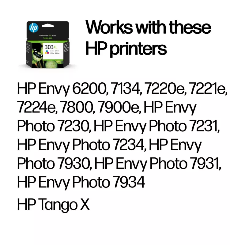 HP 303XL didelio našumo trijų spalvų Originalius rašalo kasetė, žydra, purpurinė, geltona, 1 vnt., 415 puslapių