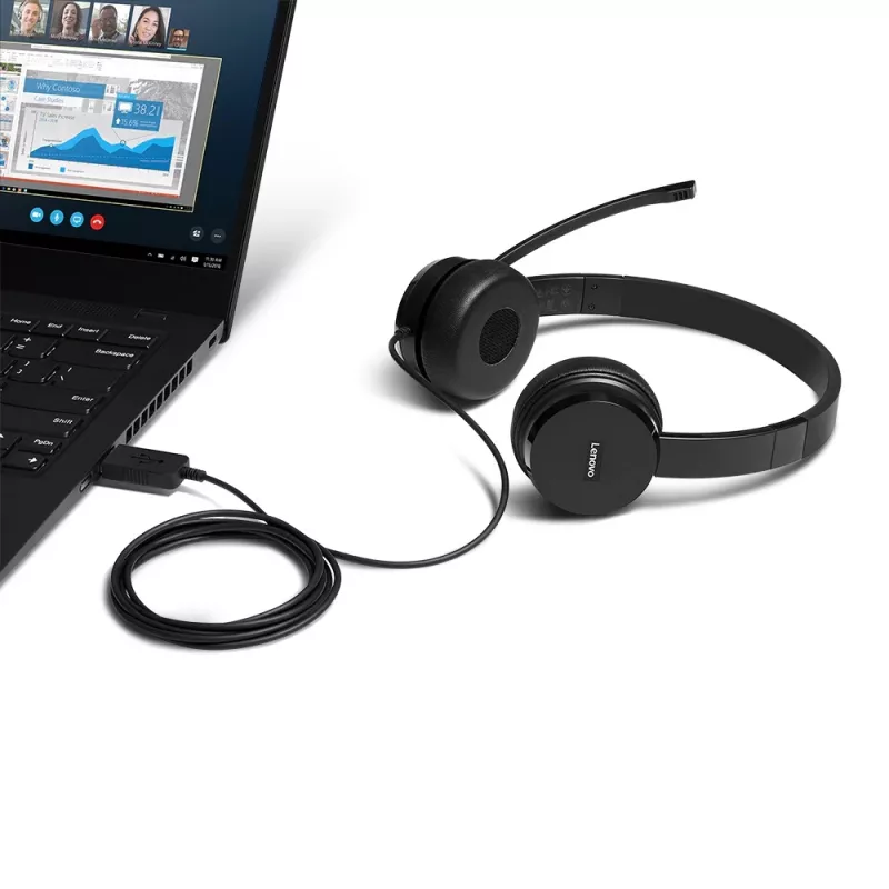 Lenovo 4XD0X88524 ausinės / laisvų rankų įranga Laidinis Ant galvos Office/Call center Juoda