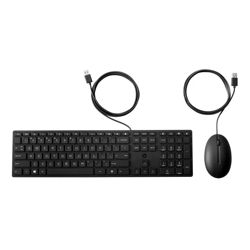 HP Wired Desktop 320MK pelė ir klaviatūra, pilno dydžio, USB, laidinė, juoda
