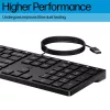Laidinė klaviatūra HP 320K — pilno dydžio USB, tiesus išdėstymas, 1,8 m laidas, juoda