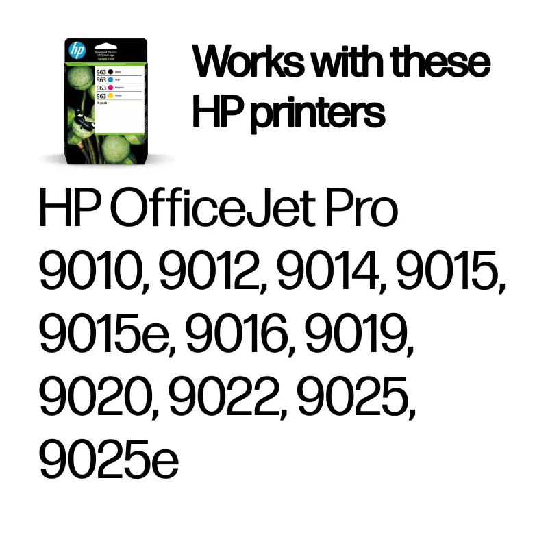HP 963 4 vnt. juodos/žalsvai mėlynos/purpurinės/geltonos Originalios rašalo kasetės