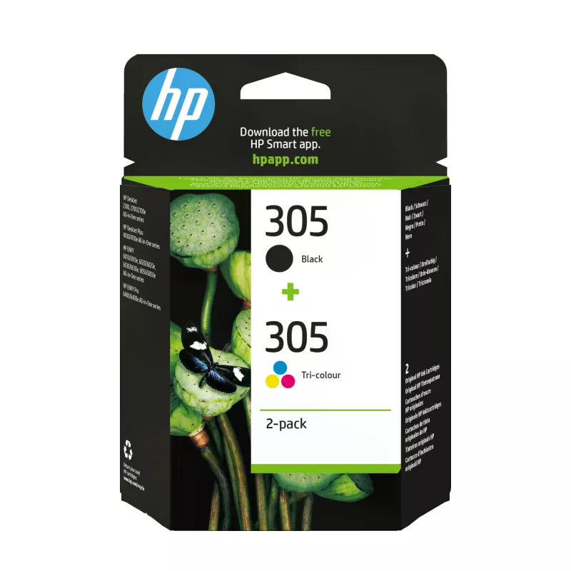 Rašalo kasetė HP 305 2 rinkinyje standartinės talpos juoda ir trijų spalvų