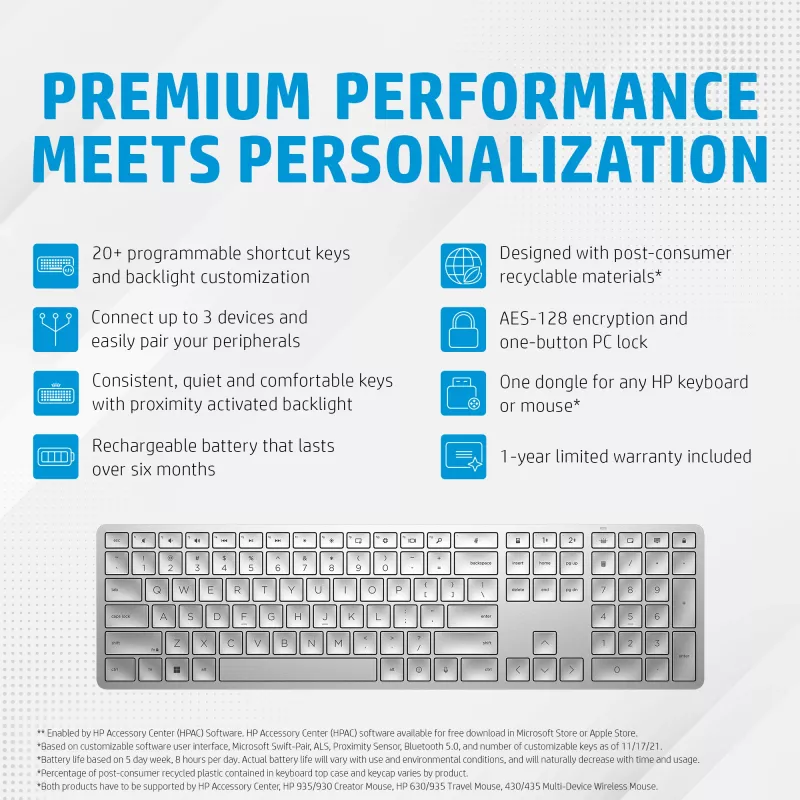 HP 970 programuojama belaidė klaviatūra