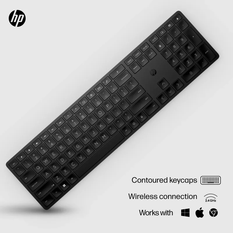 HP 450 programuojama belaidė klaviatūra, pilno dydžio, RF belaidė USB, juoda