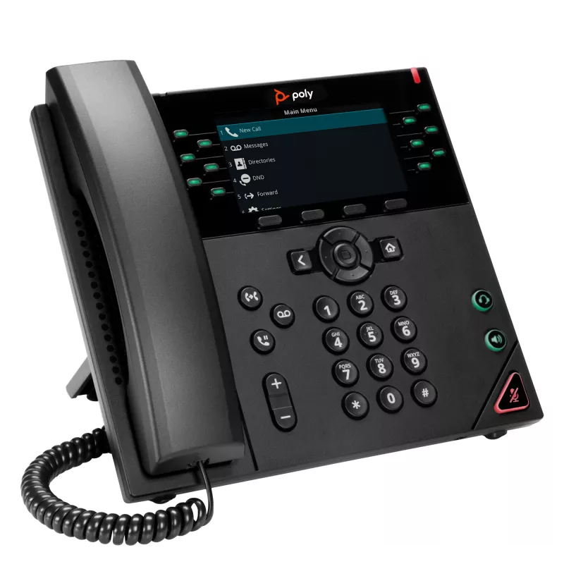 HP Poly VVX 450 12 linijų IP telefonas su PoE palaikymu, IP telefonas, juodas, laidinis ragelis, 12 linijų, LCD, 10,9 cm (4,3 colio)