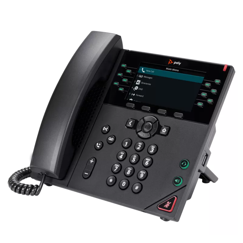HP Poly VVX 450 12 linijų IP telefonas su PoE palaikymu, IP telefonas, juodas, laidinis ragelis, 12 linijų, LCD, 10,9 cm (4,3 colio)
