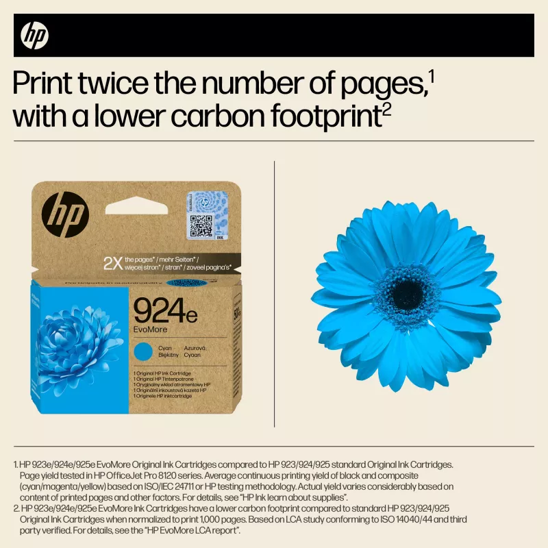 Rašalo kasetė HP 924e EvoMore Žydra (Originali, didelės talpos XL, 1 vnt.)