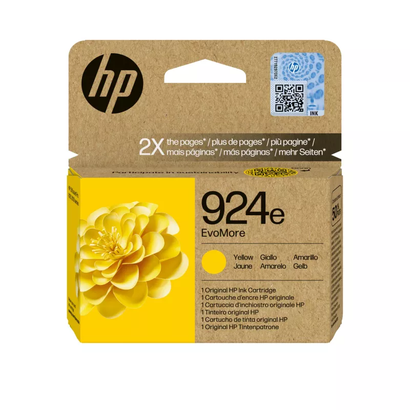 HP 924e EvoMore geltona Originali rašalo kasetė, geltona, 1 vnt., 800 puslapių