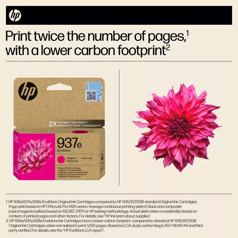 HP 937e EvoMore Magenta Originali rašalo kasetė, Magenta, 1 vnt., 1650 puslapių