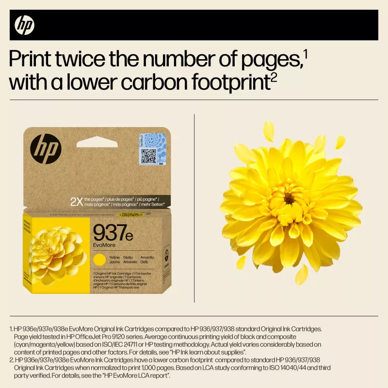 HP 937e EvoMore Geltona Originali rašalo kasetė
