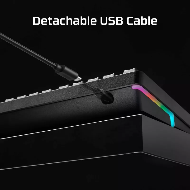 Mechaninė žaidimų klaviatūra Kingston (HyperX) Alloy Rise 75 — kompaktiškas 75% išdėstymas, laidinė, modelis 7G7A4AA#ABD