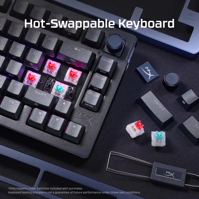 Mechaninė žaidimų klaviatūra Kingston (HyperX) Alloy Rise 75 — kompaktiškas 75% išdėstymas, laidinė, modelis 7G7A4AA#ABD
