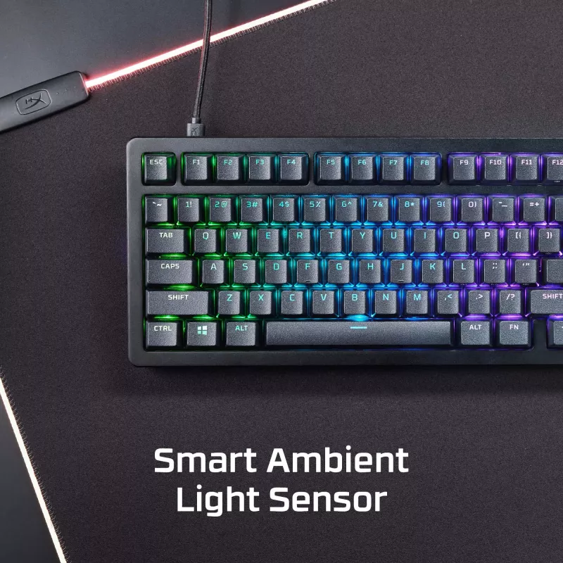 Mechaninė žaidimų klaviatūra Kingston (HyperX) Alloy Rise 75 — kompaktiškas 75% išdėstymas, laidinė, modelis 7G7A4AA#ABD
