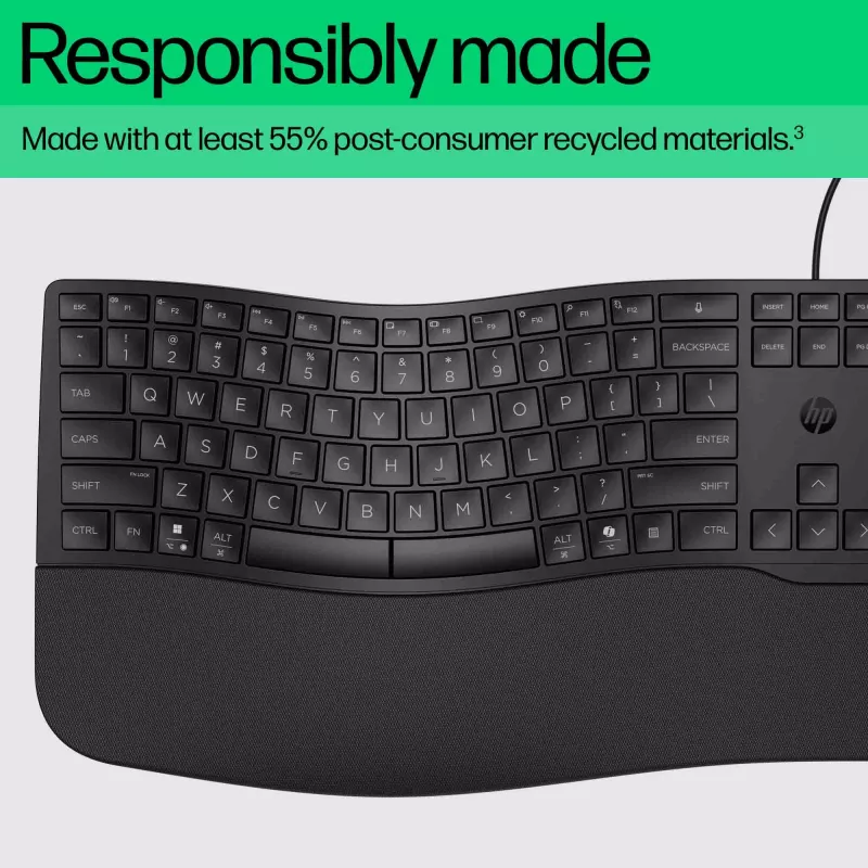 HP 480 Comfort laidinė klaviatūra, pilno dydžio, USB, juoda, 1,5 m