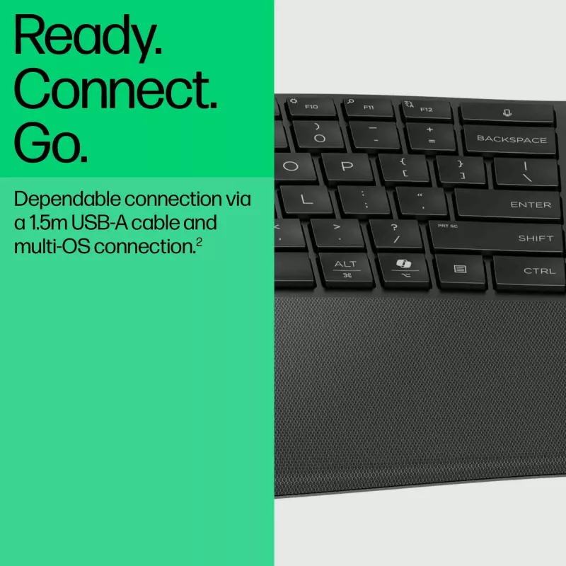 HP 480 Comfort laidinė klaviatūra, pilno dydžio, USB, juoda, 1,5 m