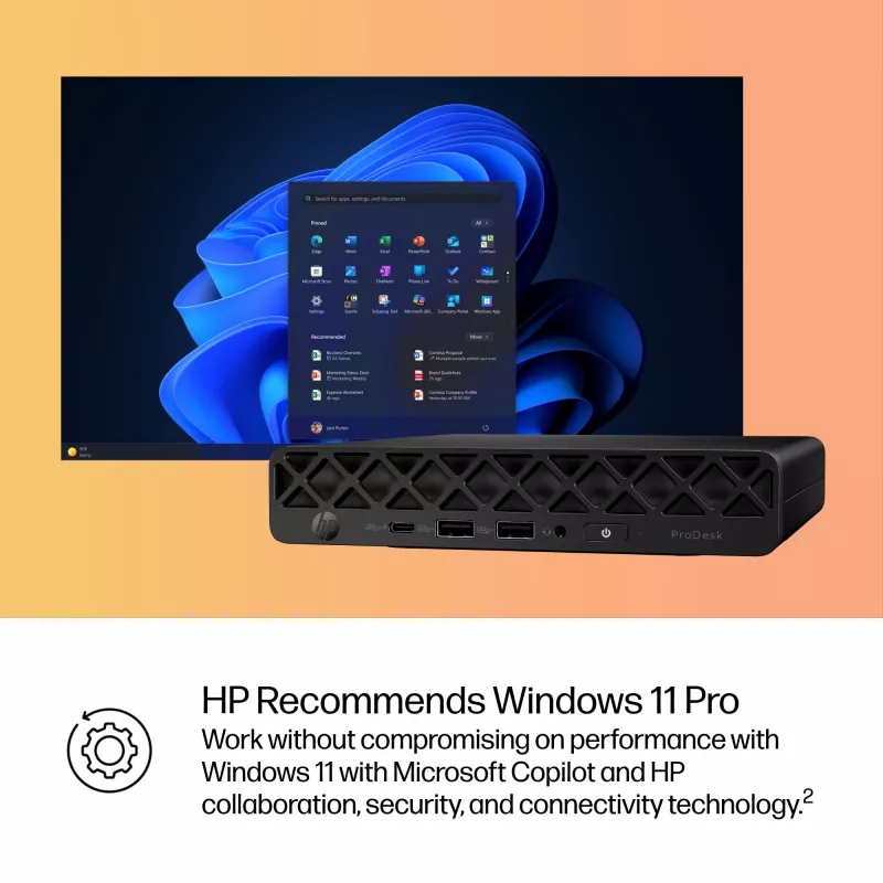 Kompiuteris HP ProDesk 4 G1i AI Mini Core Ultra 5 225T RAM 16GB SSD 512GB Intel Graphics OS Win 11 Pro