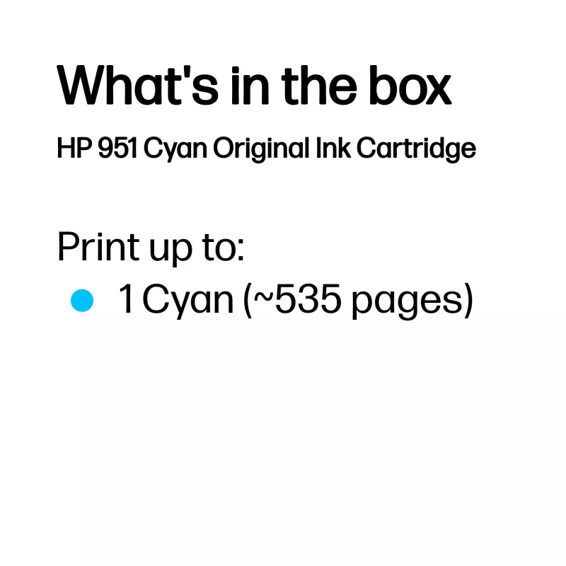 HP 951 Žydra Originalius rašalo kasetė, žalsvai mėlyna, 1 vnt., 535 puslapiai
