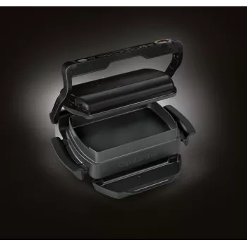 Kontaktinė kepsninė Tefal GC7148 — 2000 W, nerūdijančio plieno korpusas, stačiakampė, reguliuojamas termostatas, grotelių viršutinis paviršius, 365×365×175 mm