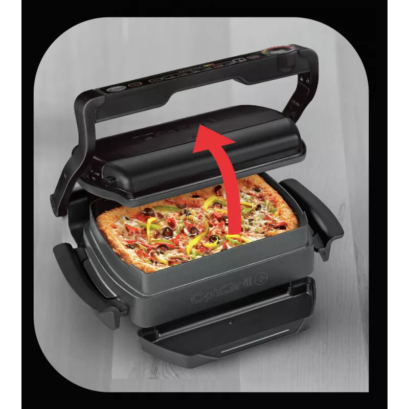 Kontaktinė kepsninė Tefal GC7148 — 2000 W, nerūdijančio plieno korpusas, stačiakampė, reguliuojamas termostatas, grotelių viršutinis paviršius, 365×365×175 mm