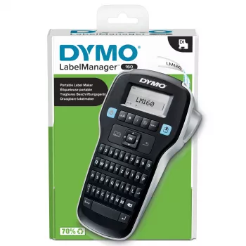 DYMO LabelManager ™ 160 QWERTZ, QWERTZ, D1, terminis perkėlimas, 180 x 180 DPI, 12 mm/sek, juoda, sidabrinė