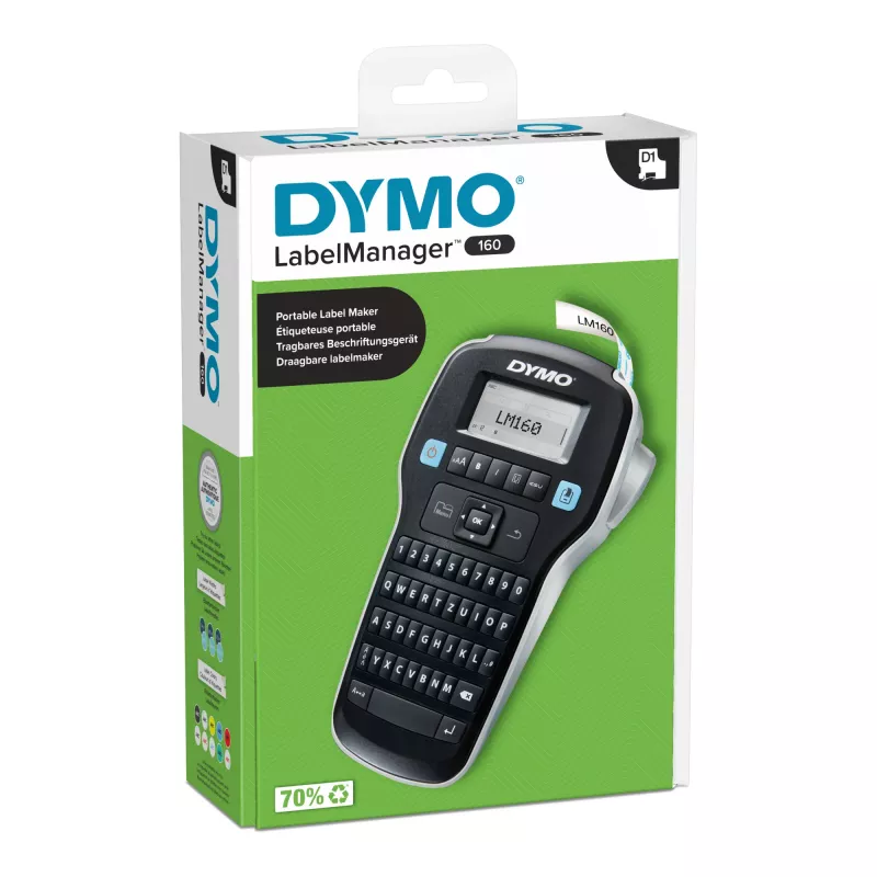 DYMO LabelManager ™ 160 QWERTZ, QWERTZ, D1, terminis perkėlimas, 180 x 180 DPI, 12 mm/sek, juoda, sidabrinė