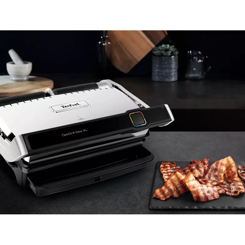 Kontaktinis grilis Tefal OptiGrill Elite XL GC760D — nerūdijantis plienas, 800 cm² paviršius, 2200 W