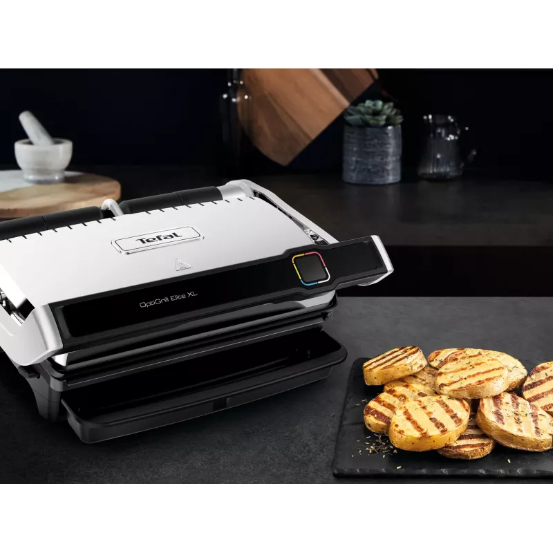 Kontaktinis grilis Tefal OptiGrill Elite XL GC760D — nerūdijantis plienas, 800 cm² paviršius, 2200 W