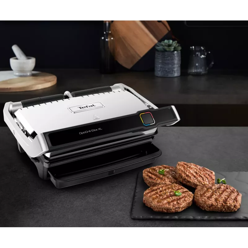Kontaktinis grilis Tefal OptiGrill Elite XL GC760D — nerūdijantis plienas, 800 cm² paviršius, 2200 W